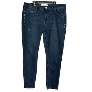 VGS Roll Up Skinny Embroidered Jeans Size 14